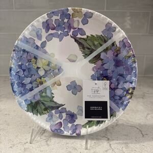 Set 4 HYDRANGEA 8.5” Melamine Salad Plates Farmhouse Rachel Ashwell NEW Blue